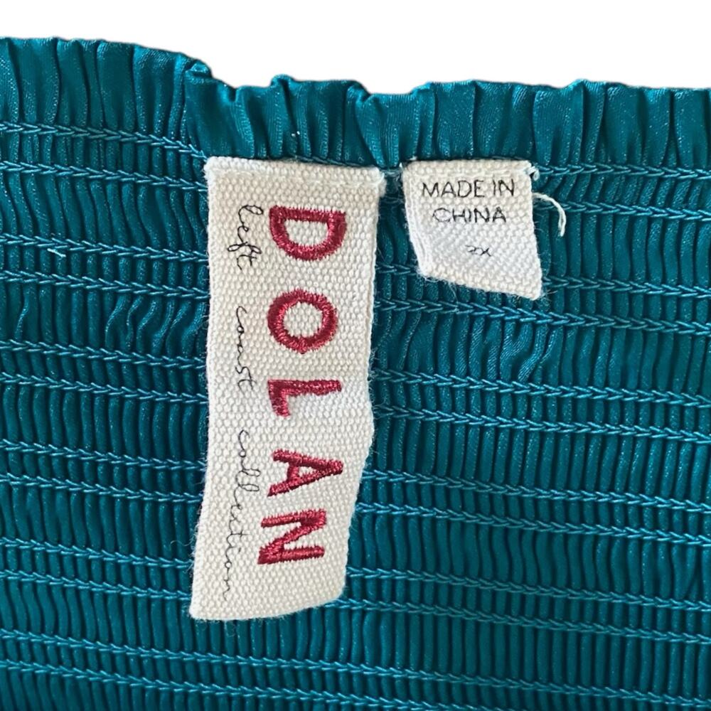 Anthropologie DOLAN Plus Teal Smocked Romantic‎ Babydoll Peplum Blouse - Size 2X - Picture 7 of 9